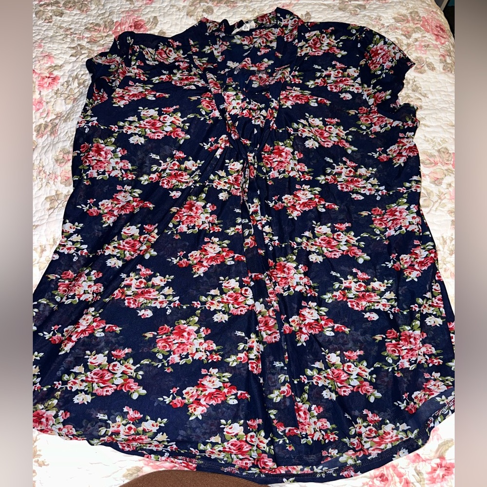 Siren Lily Navy Floral Blouse plus size 2X